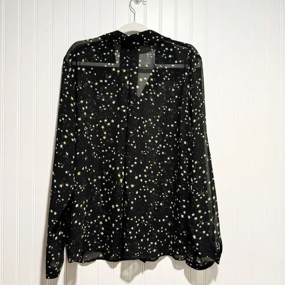 Cabi Galaxy Star Print Sheer Blouse Size XL